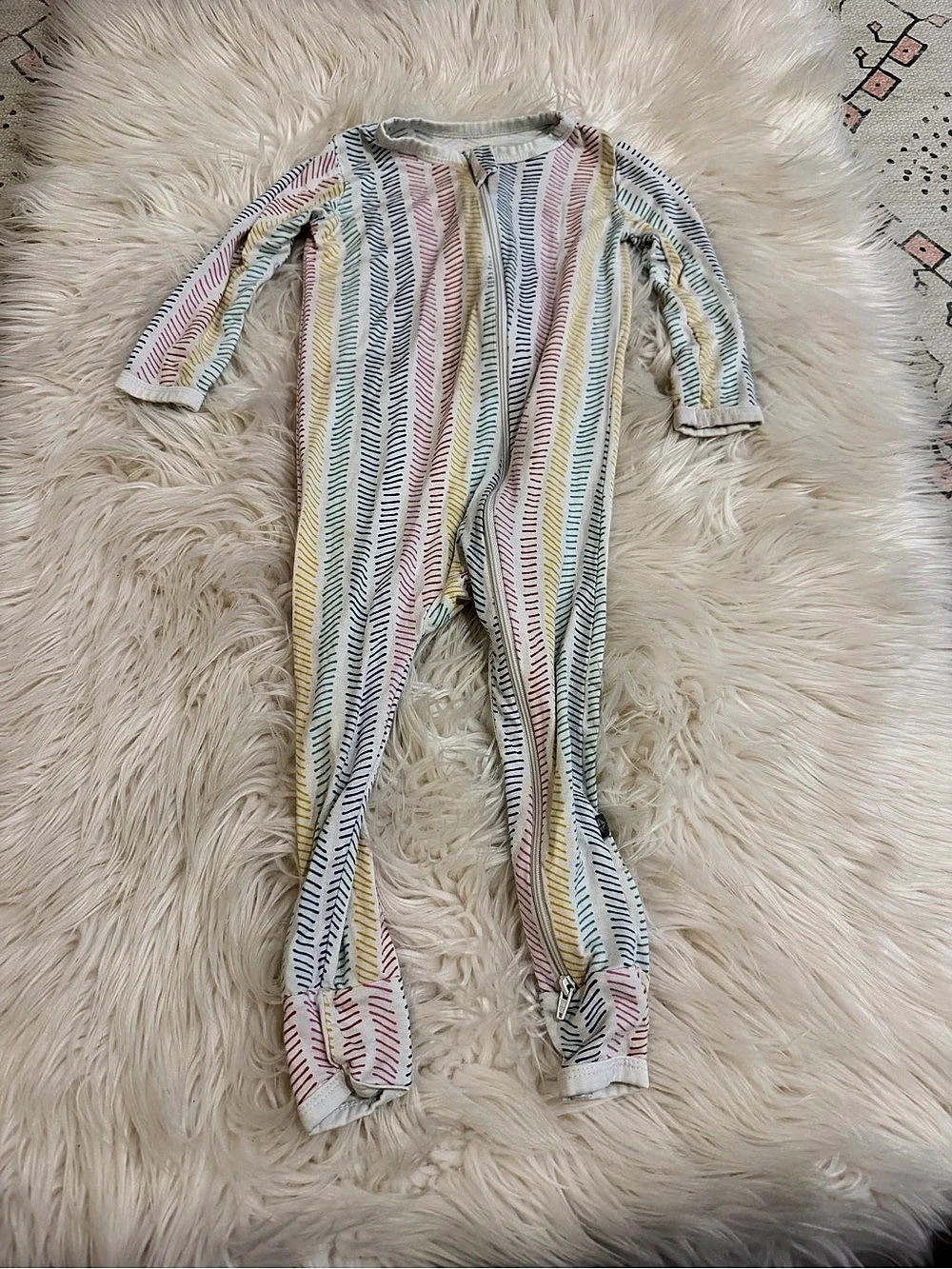 Kyte BABY Zippered Romper Herringbone Print 2T